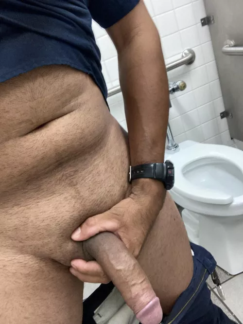 In a public restroom