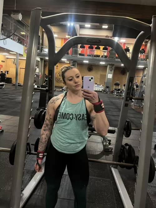 In the middle of an intense workout