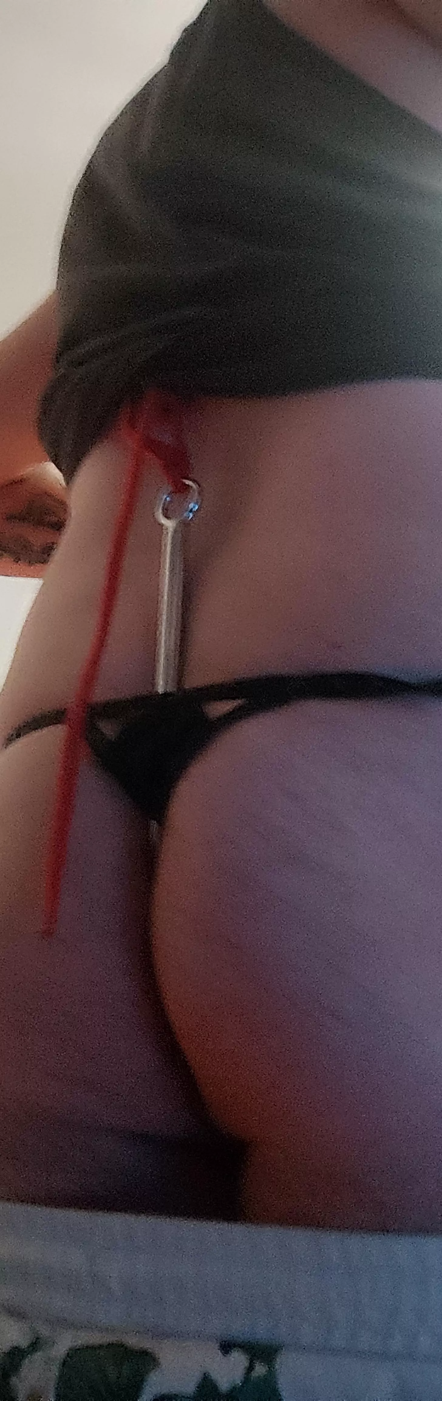 Love my anal hook in my ass with sexy thongs on
