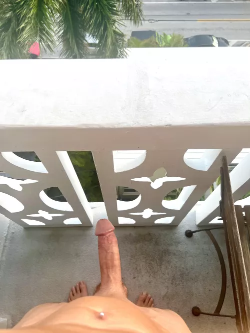 Showing off the New Navel Ring on the Balcony