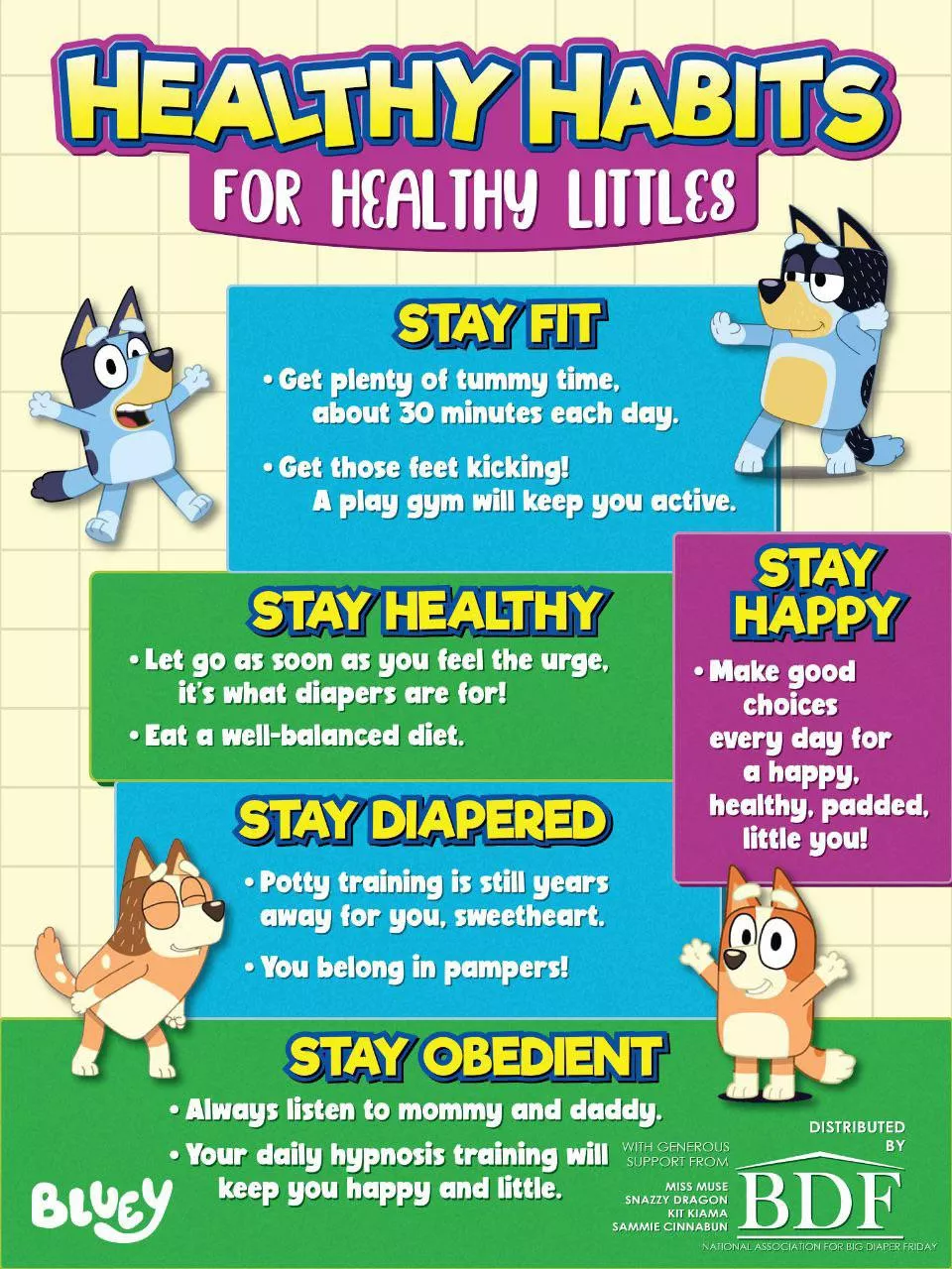Someone forwarded me this. I’m not sure who to credit, but it’s too adorable not to pass along. Healthy Habits for Healthy Littles.