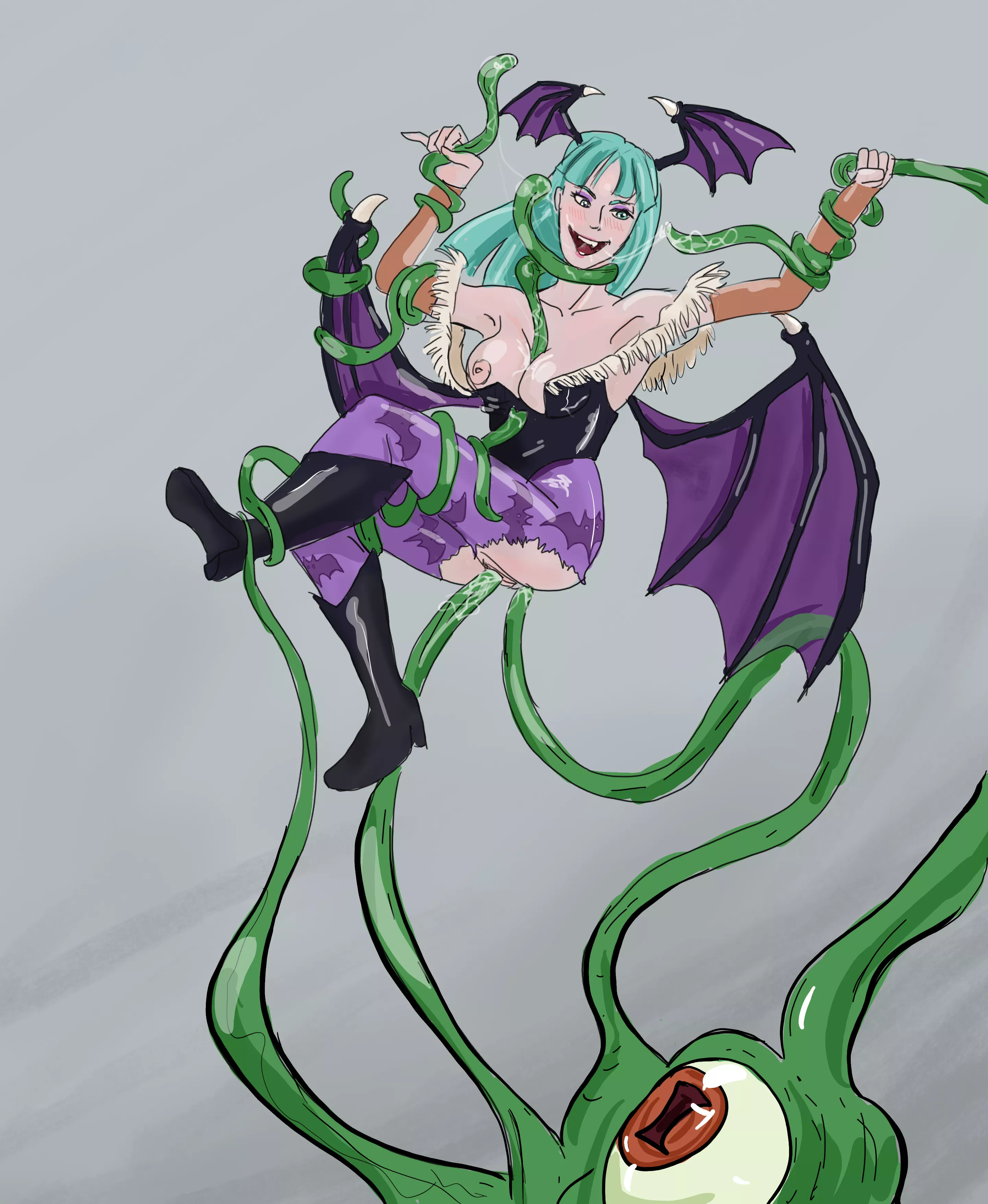 Doodle of Morrigan Aensland getting intimate with a demon a friend!