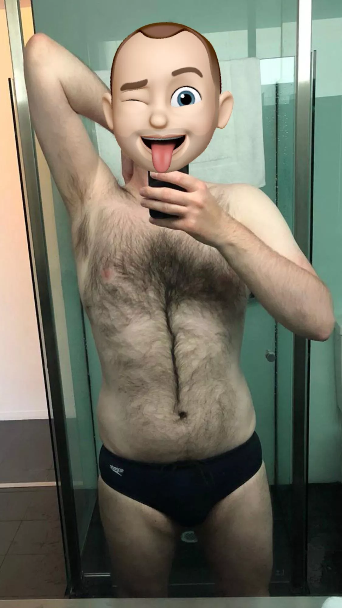 Heading for a swim in the hotel pool. I love Speedos, but I tend to prefer them on other men, not myself. Feeling brave today though (43)