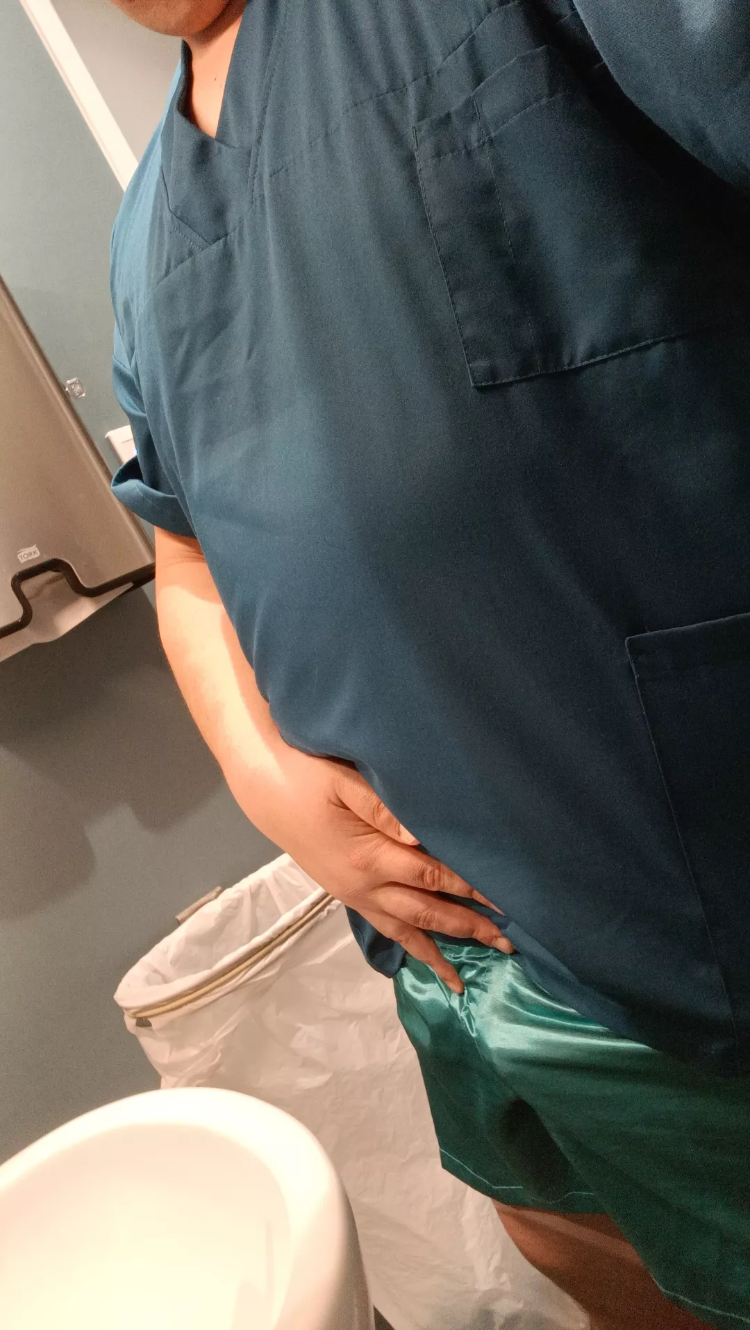 Nursing scrubs and satin