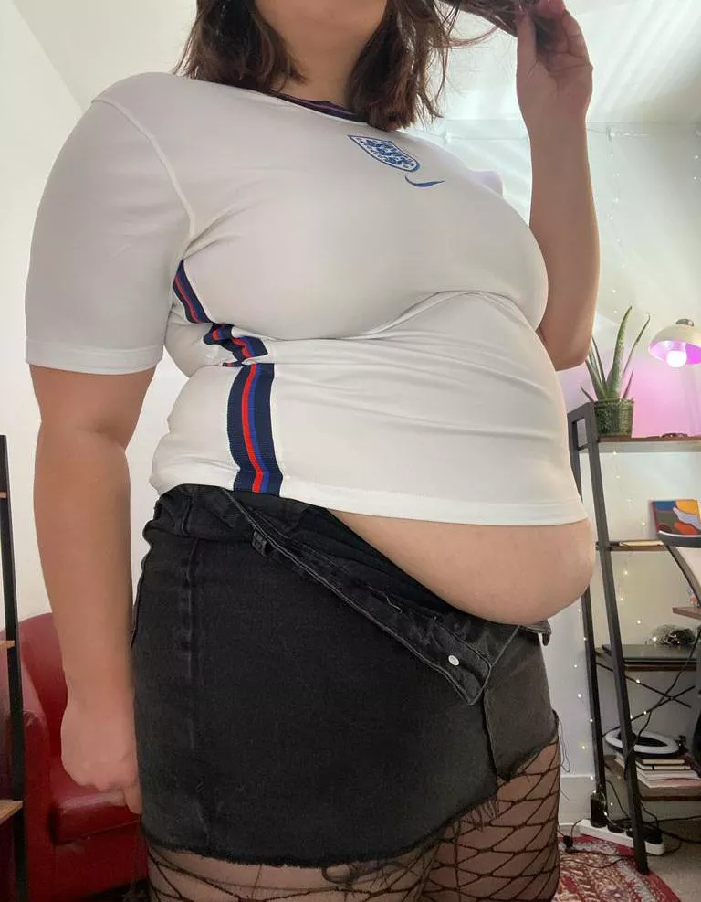 My belly has definitely outgrown my football top