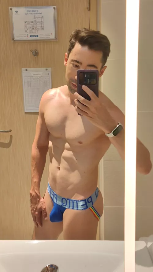 Taking selfies at the doctor in my jockstrap g-string
