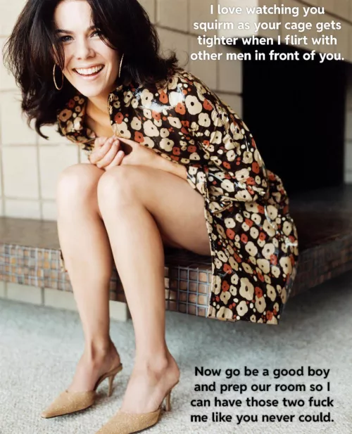 Your wife loved having other men finish inside her in your bed during parties you two hosted. She would make you walk out in front of everyone with your face covered in cum from eating it out of her.