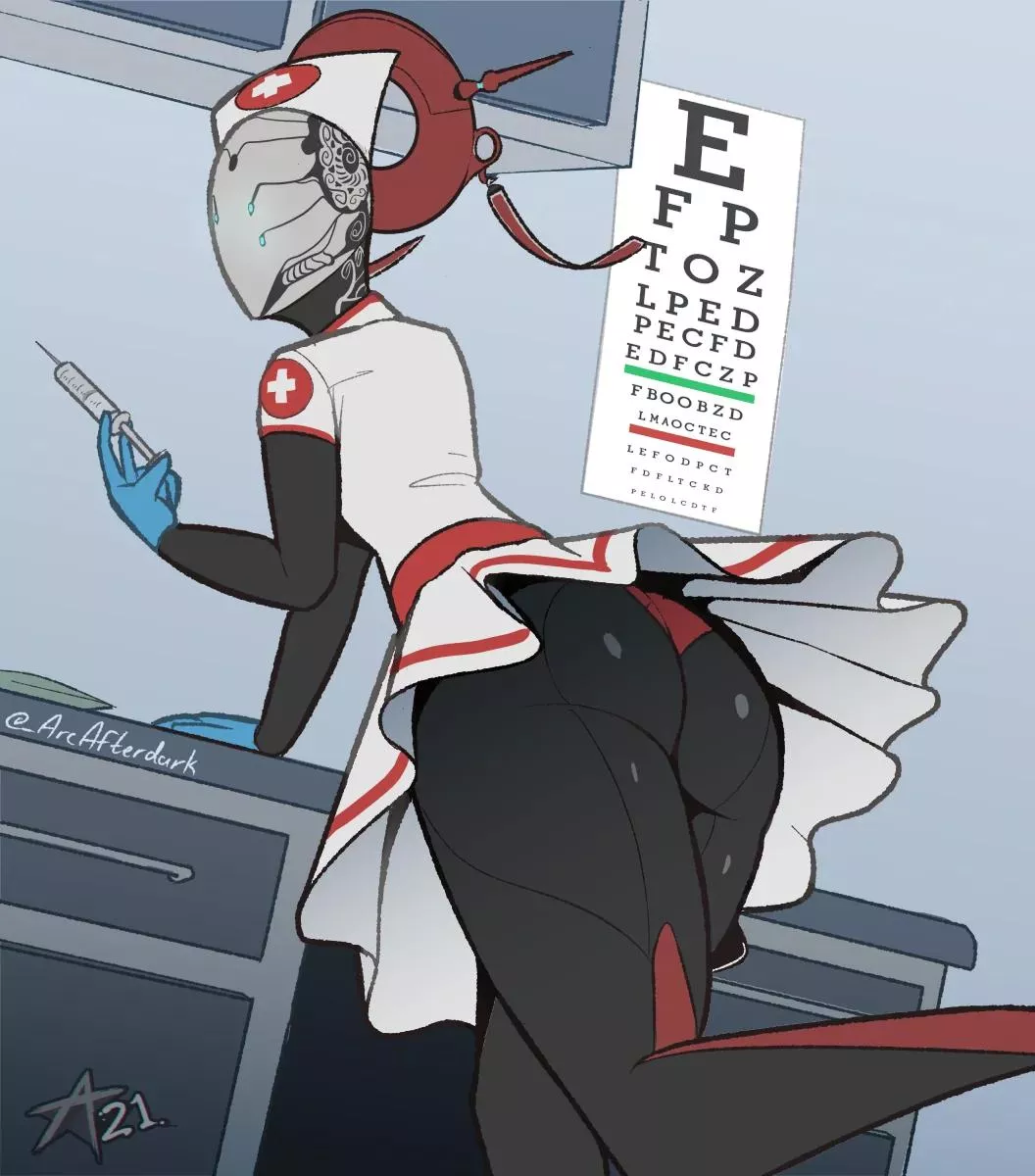 I randomly found [Trinity] in nurse dress online. My life has been completed (Tagged as OC, unable to find artist)