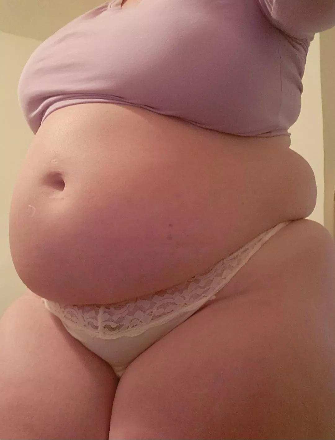 I want you to worship my belly with kisses..remove my undies &..