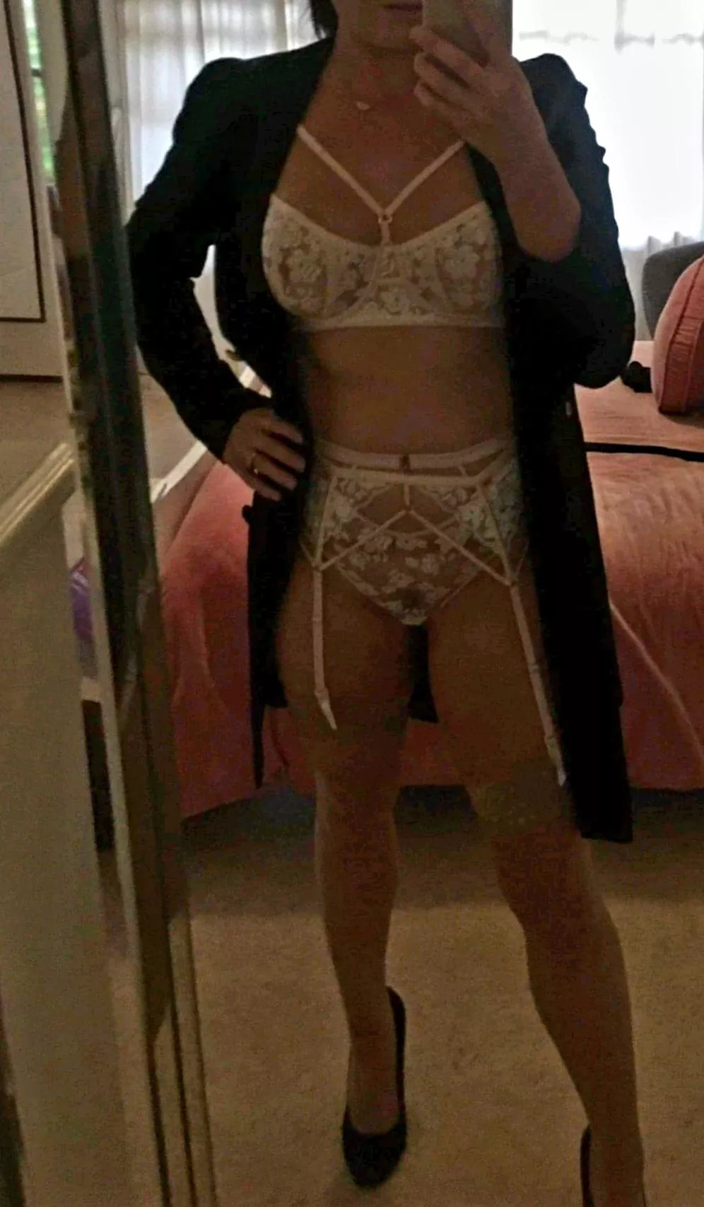 She's home from work