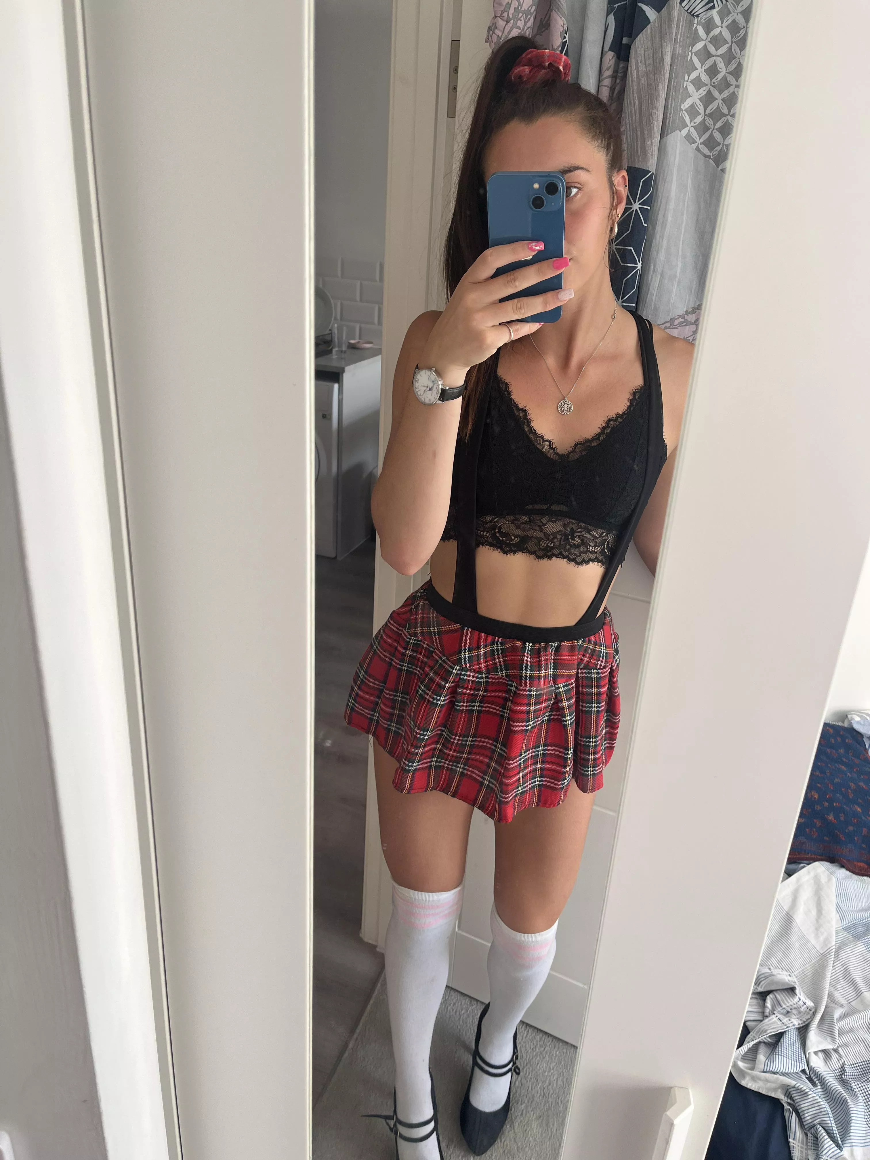 These knee socks can hold a lot of cum on them [f]