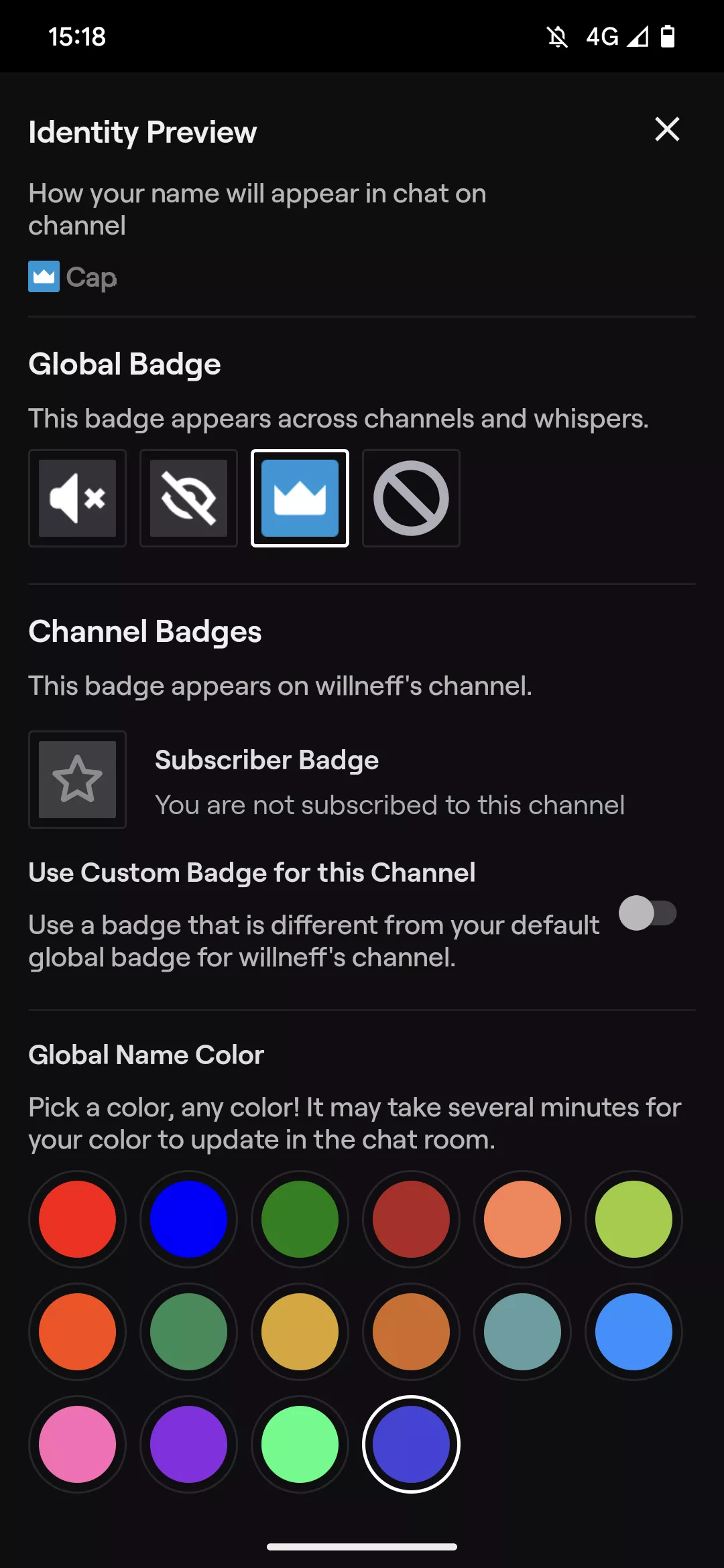 User name is grey in mobile app despite different global colour selected