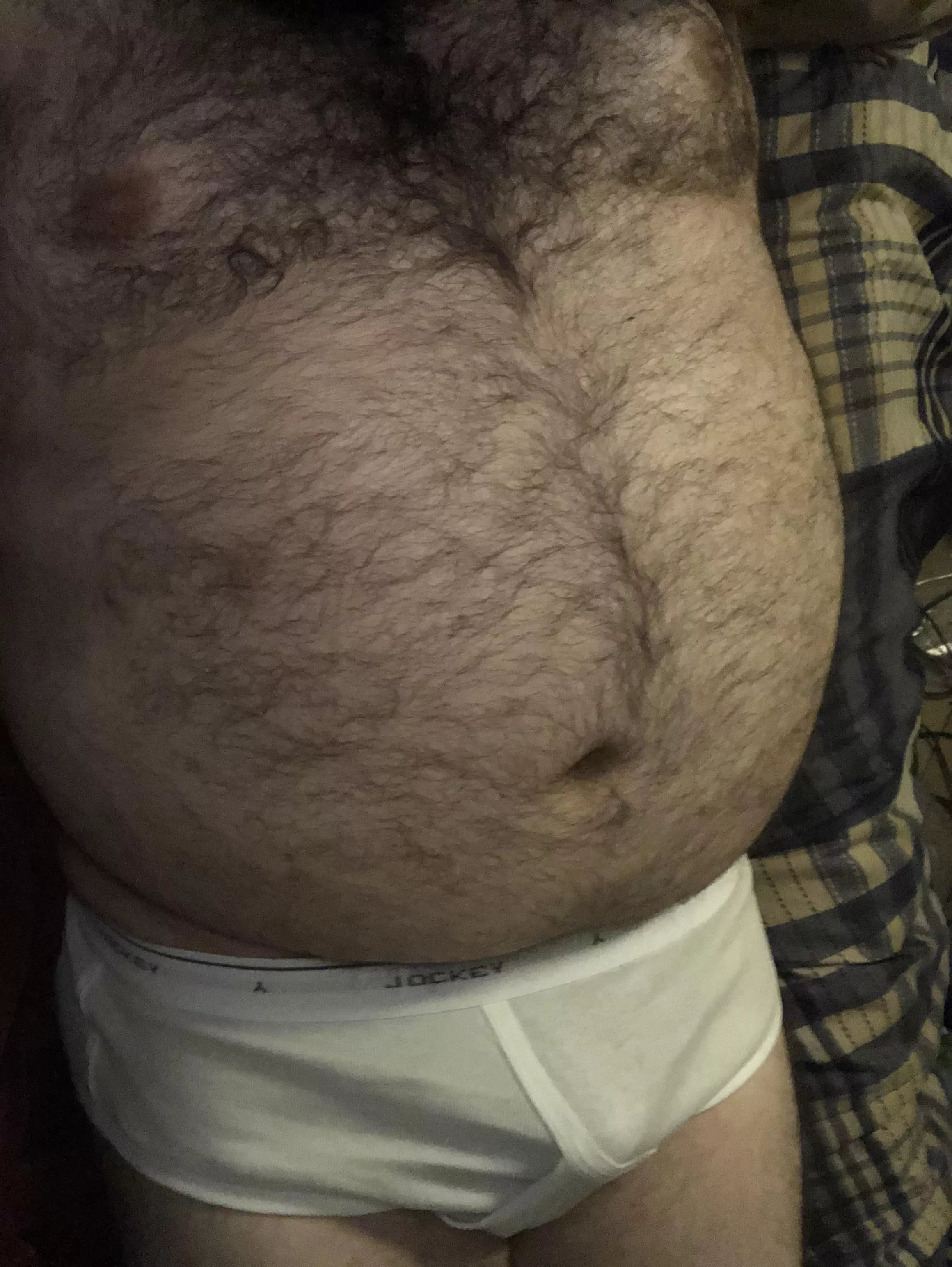 Chilling in bed in my new Jockeys for Tighty Whitey Tuesday.