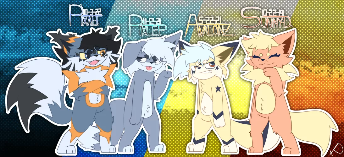 It's been a little over 4 years since I became a furry, so I decided to draw all my past fursonas (And my current sona of course)