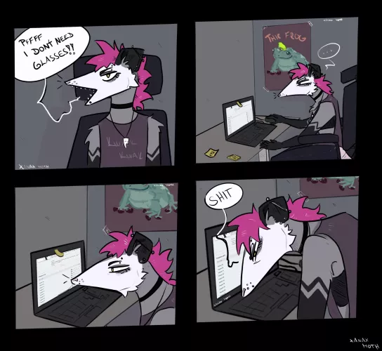 Silly little racoon who’s blind as bat 👁👁👁(art by me)