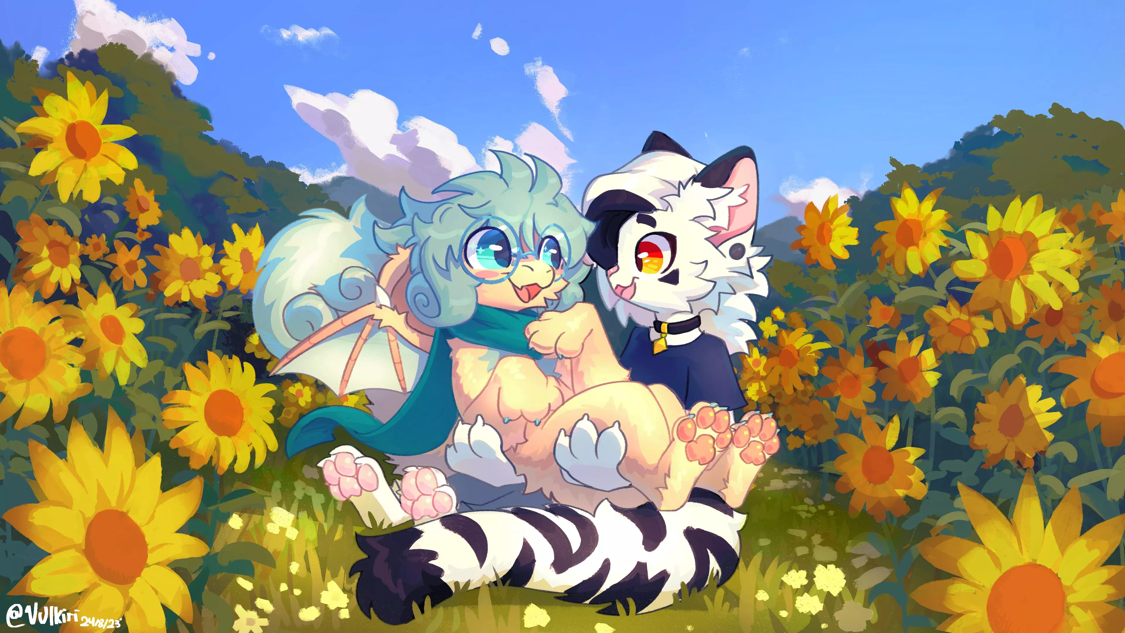 Surrounded by sunflowers 🌻 | Art by me @Vulkiri on Twitter!