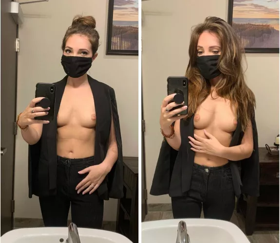 Trying to seduce my boss.. hair up, or down❔😏 [f]