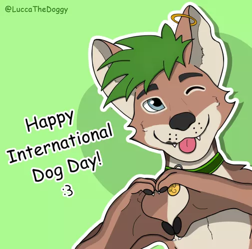 Can you hug this good boi for the International Dog Day? (Art by me, @LuccaTheDoggy)