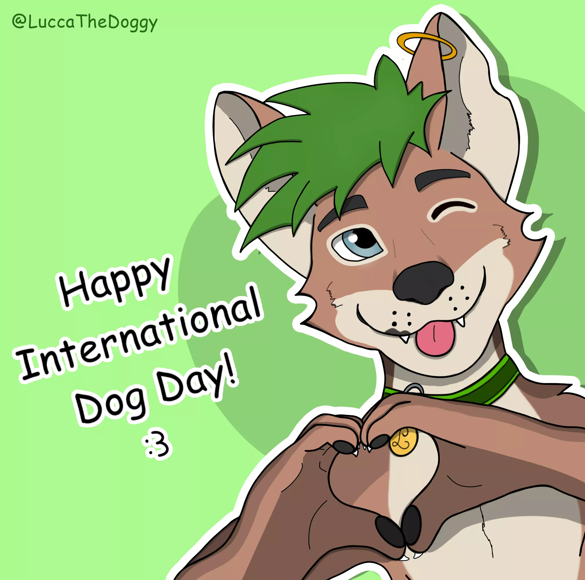 Can you hug this good boi for the International Dog Day? (Art by me, @LuccaTheDoggy)