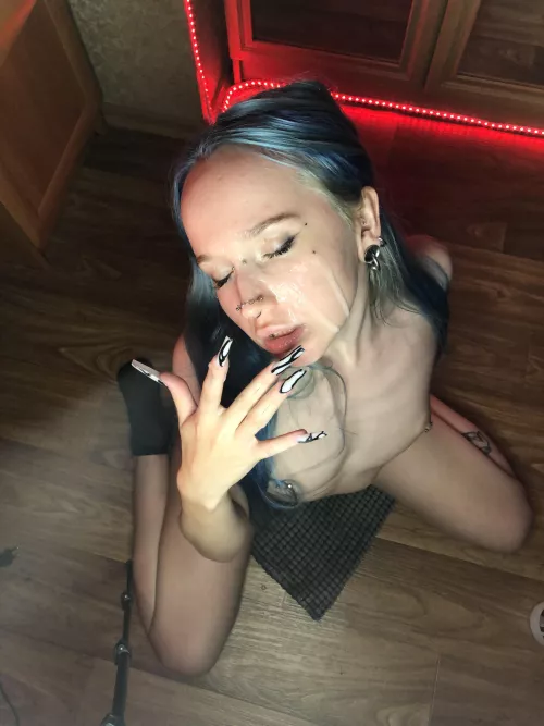 Elegantly licking your cum