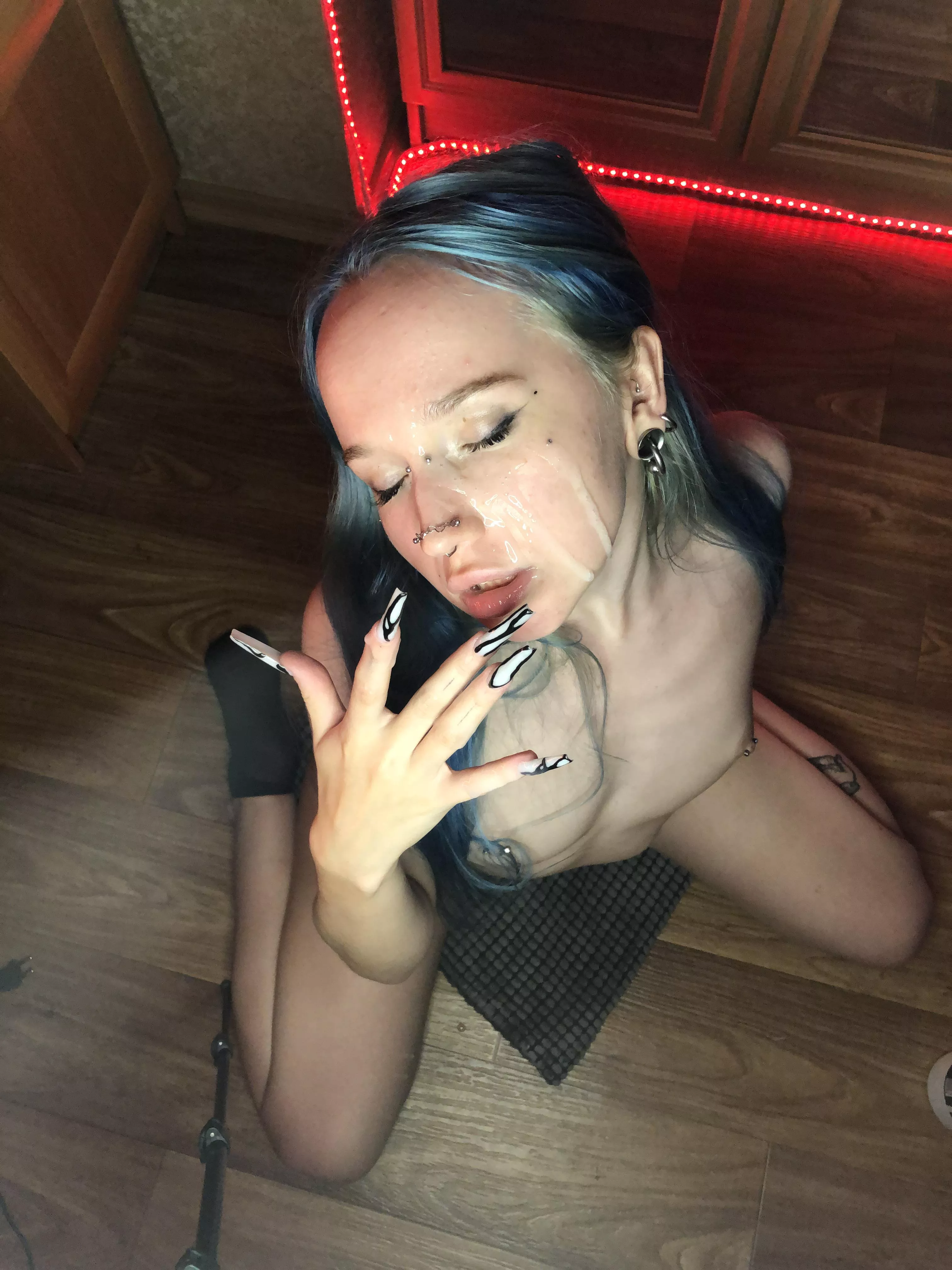 Elegantly licking your cum