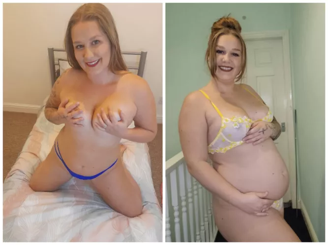My progress from just before being pregnant to 14 weeks in 😍 I hope you like the changes? ❤️