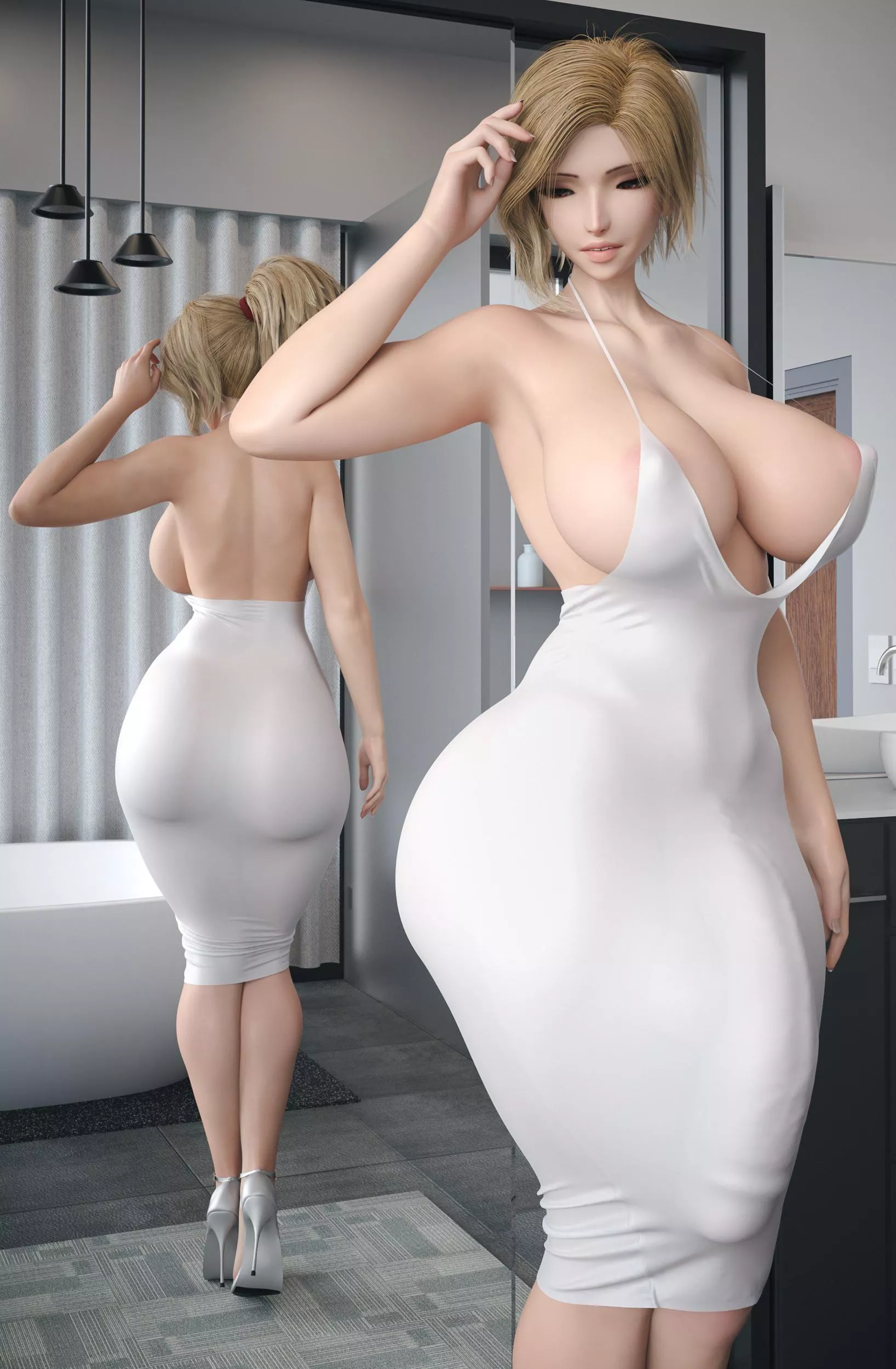 [Stevencarson] Thick big tits futa in a tight dress