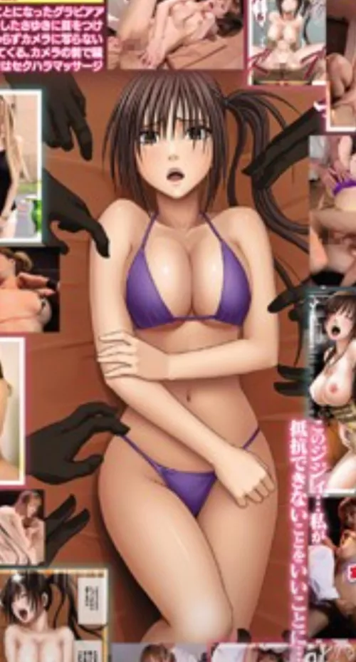 LF Color Source: 1girl, purple bikini, sex, anal, vaginal, multiple hands, black hair, medium breasts, nipples