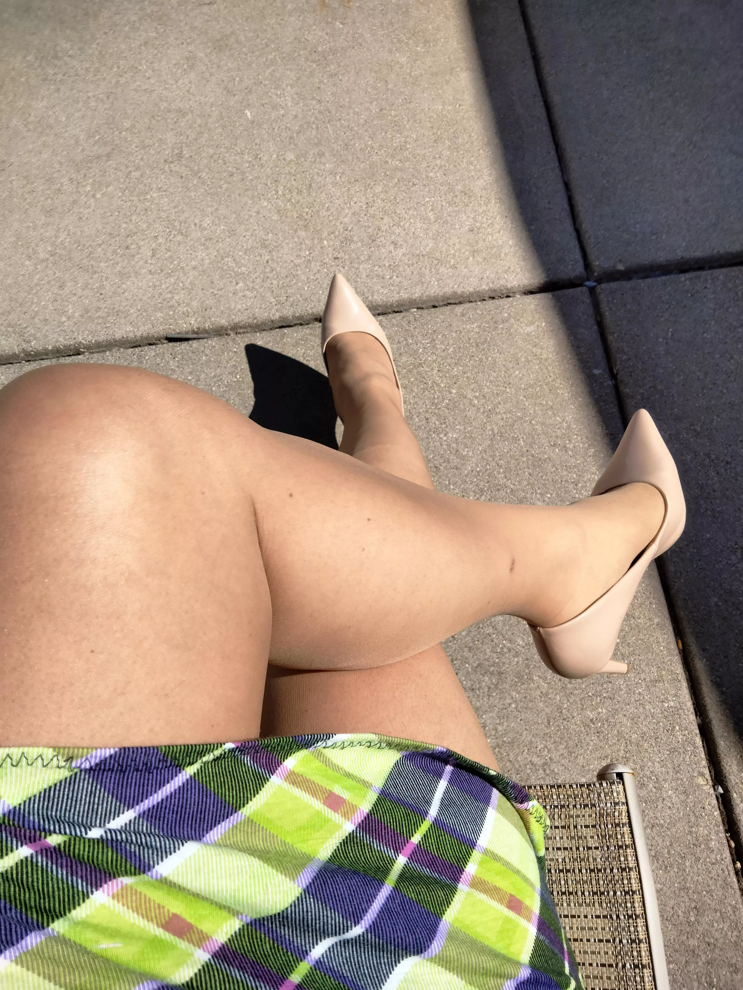 Nude heels and hose