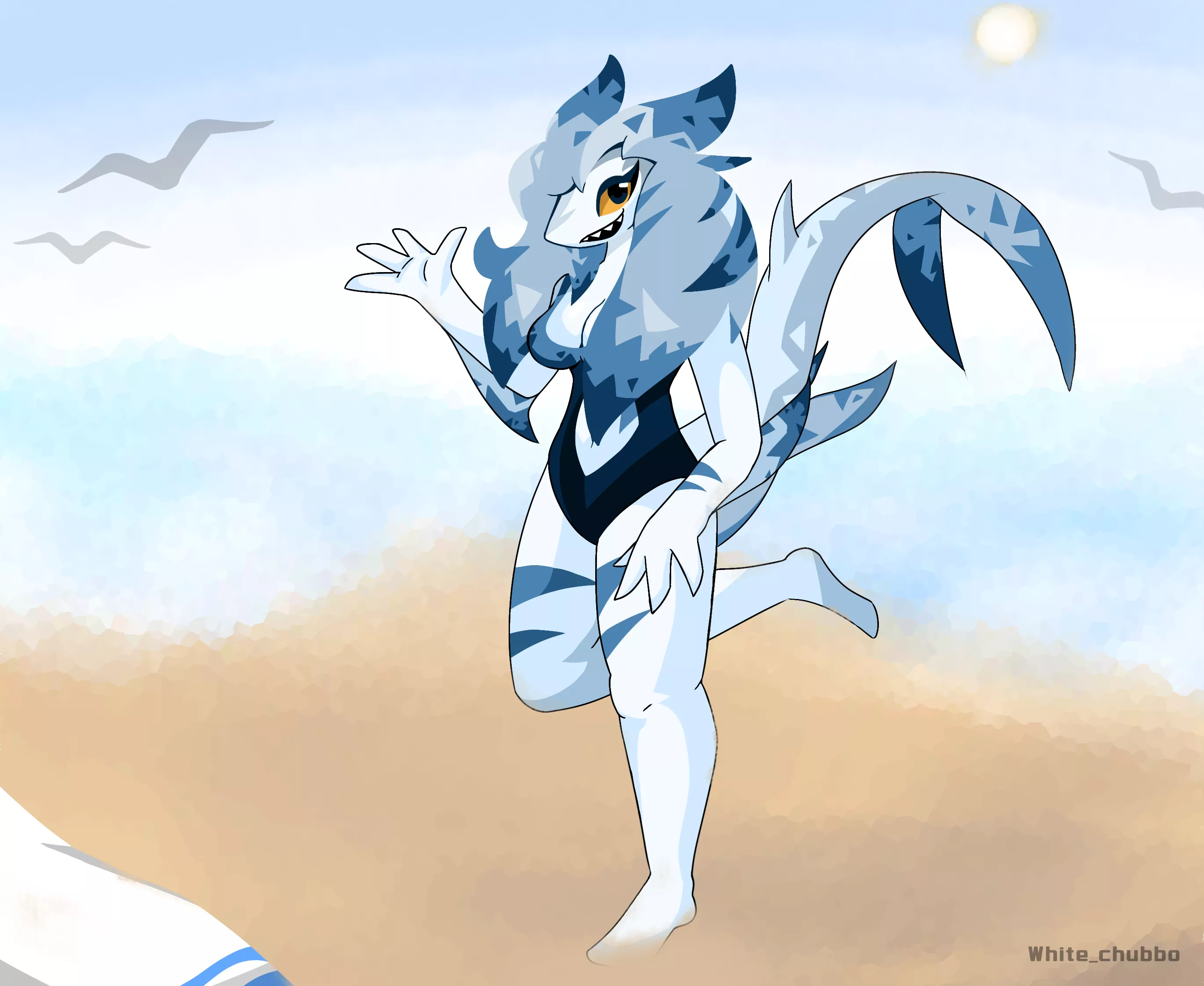 Shark waving at you (art/character by me)