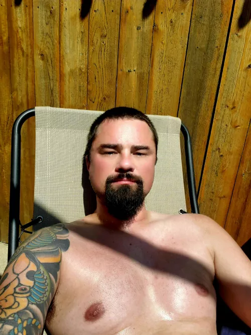 Sun in the eyes, backyard tanning