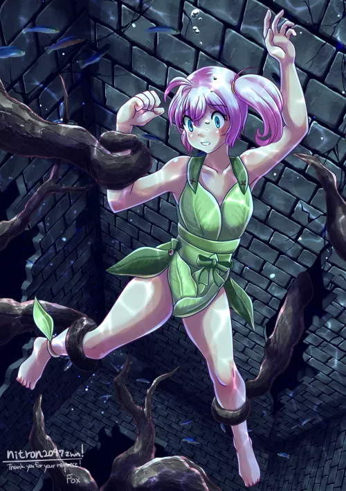 Caught by plant-like tentacles while exploring the depths (fox)