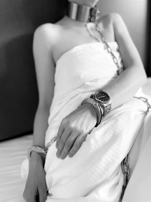 [OC] Chained and collared in bed