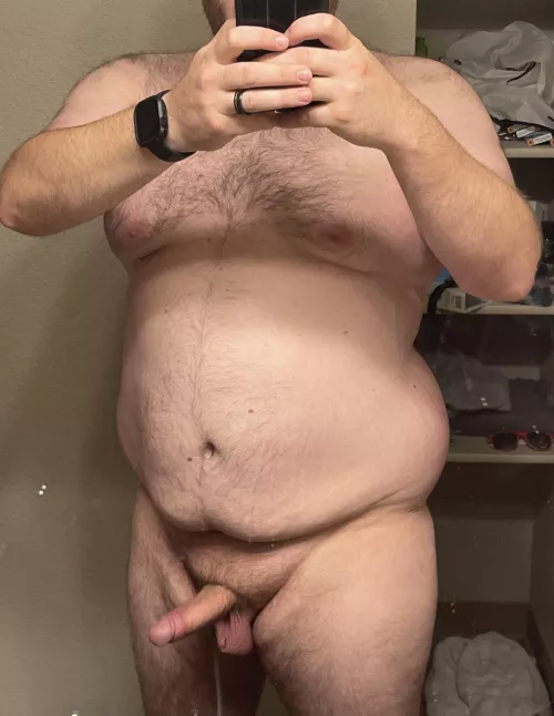 Showing off my morning wood before shower