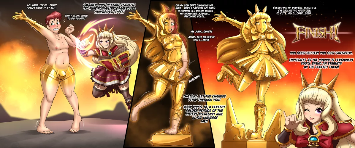 Cagliostro Makeover - Male to Statue TF by Redflare500
