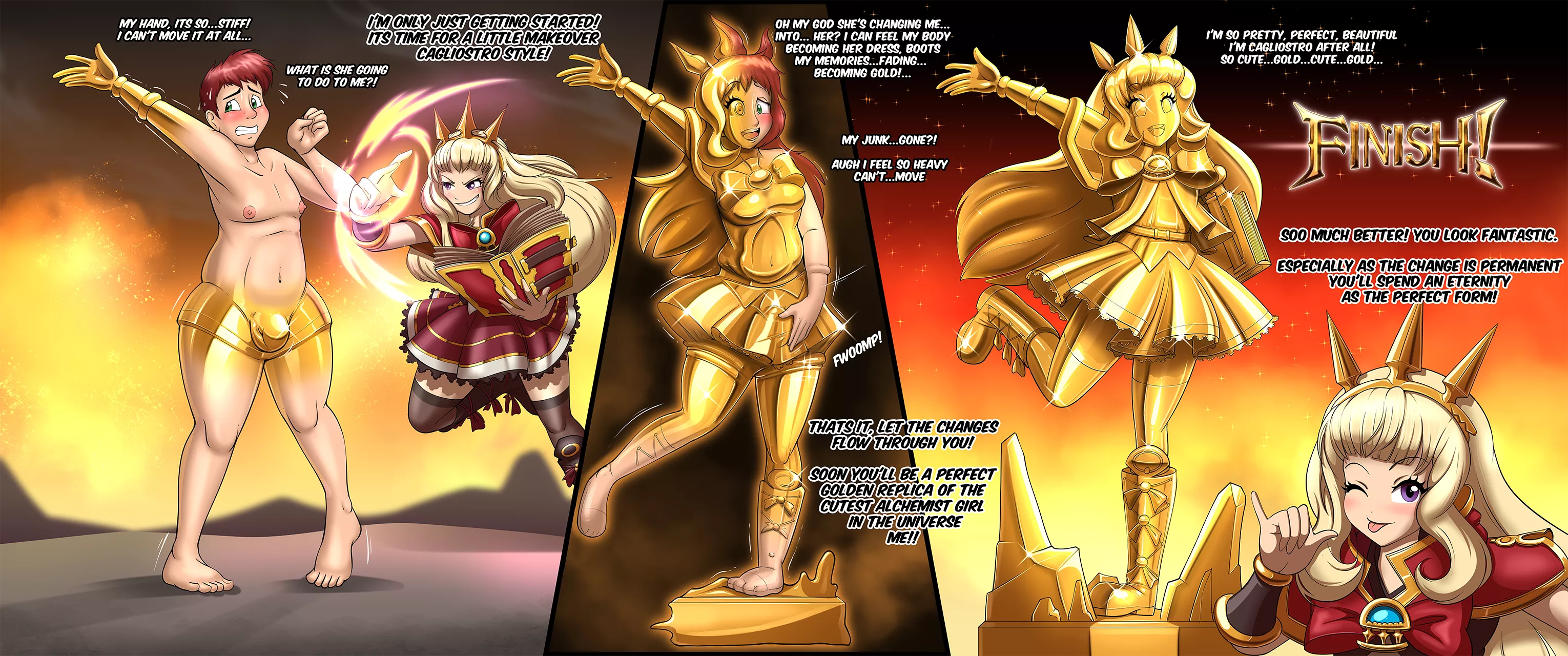 Cagliostro Makeover - Male to Statue TF by Redflare500