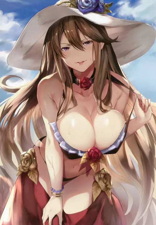 Lusty Rosetta Pulling Off her Bikini to Give a Sensual Invitation at the Beach [Grandblue Fantasy] (Sola)