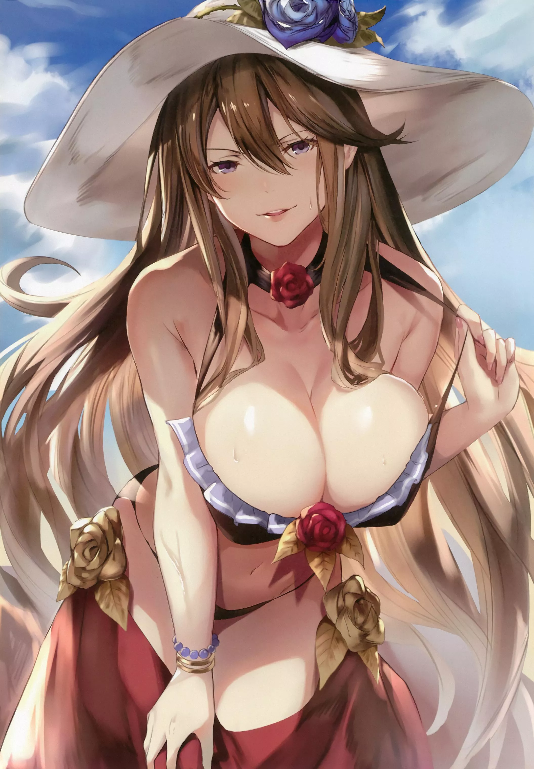 Lusty Rosetta Pulling Off her Bikini to Give a Sensual Invitation at the Beach [Grandblue Fantasy] (Sola)