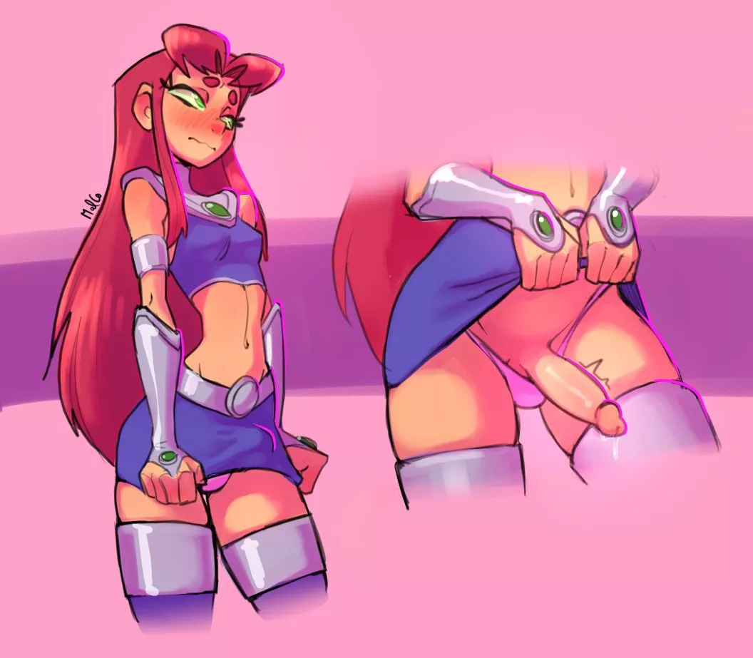 Starfire giving a little peak (MalCo) [Teen Titans]