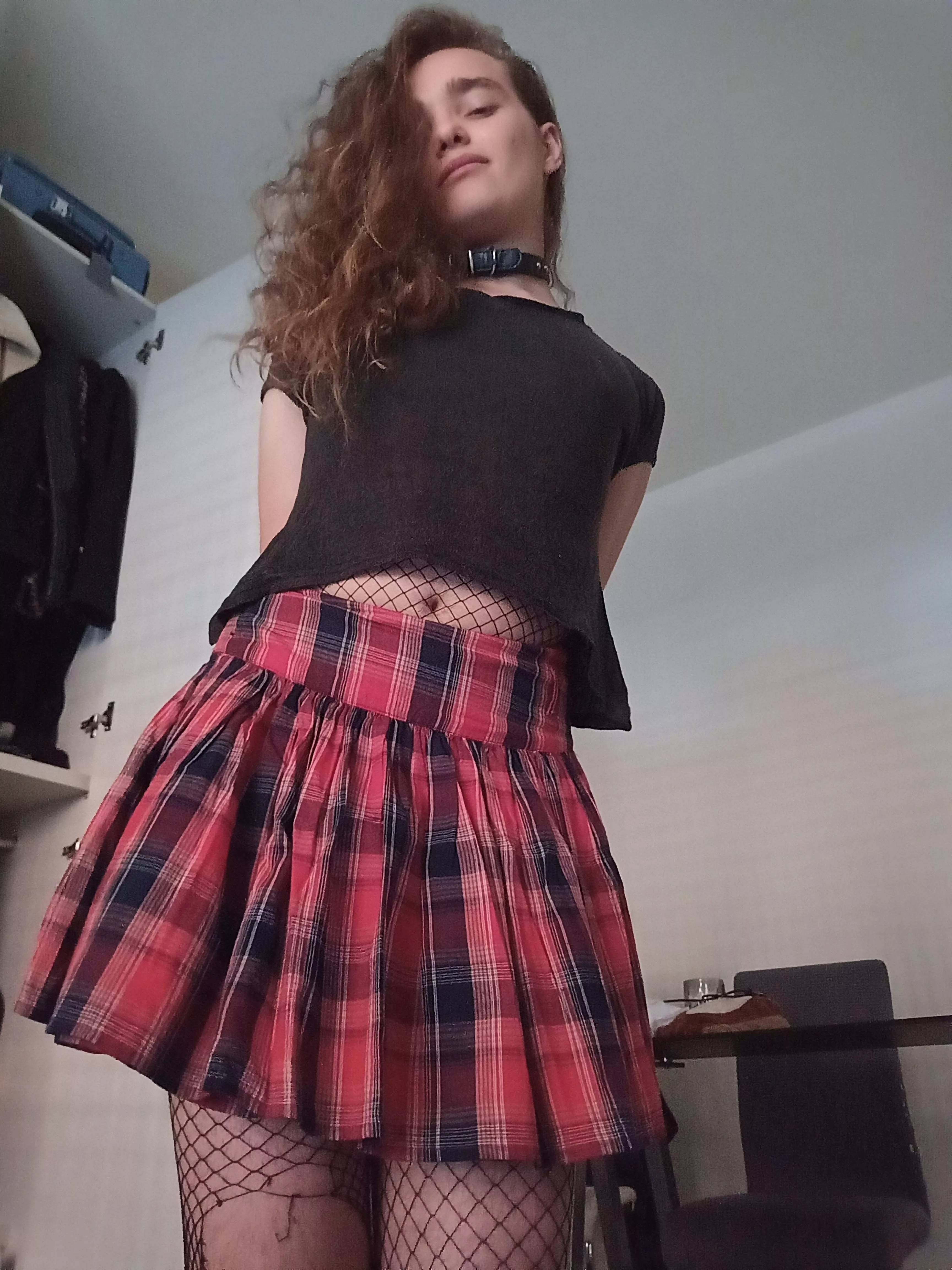 top, skirt and fishnet. do you like my outfit?