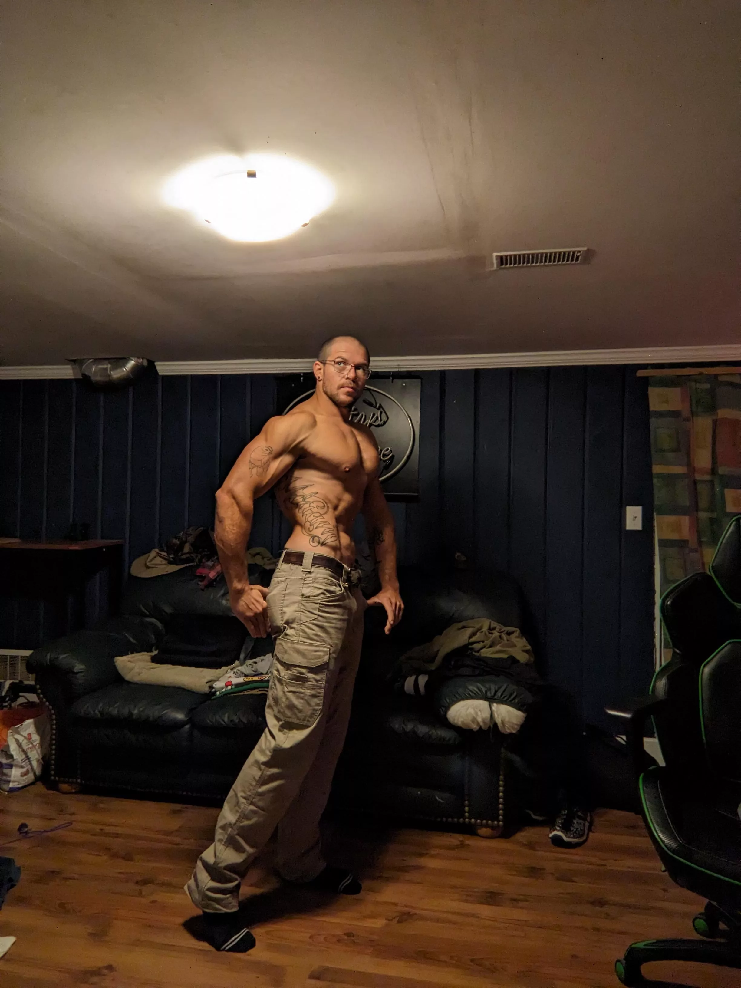 Feeling good in the a.m... sorry for the laundry couch.