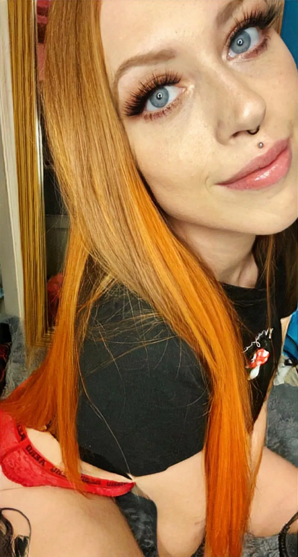 red hair red panties