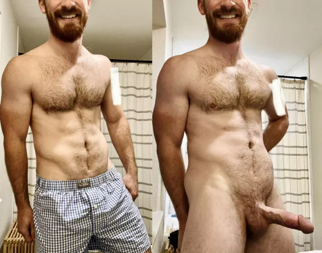 Run your hands down my chest, follow my v line down and peel these boxers off 😘