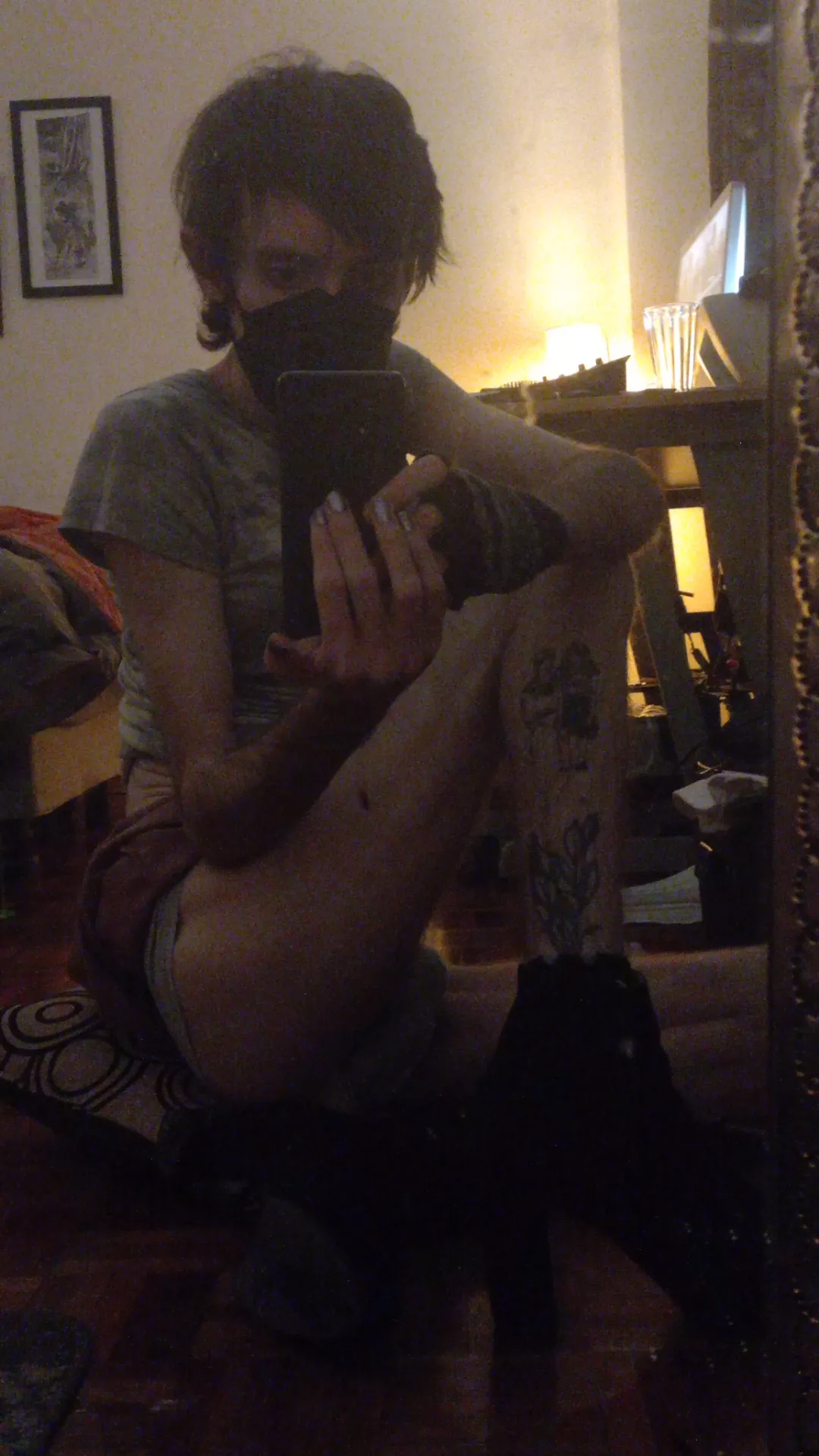 Blonde slut likes to kneel on heels.