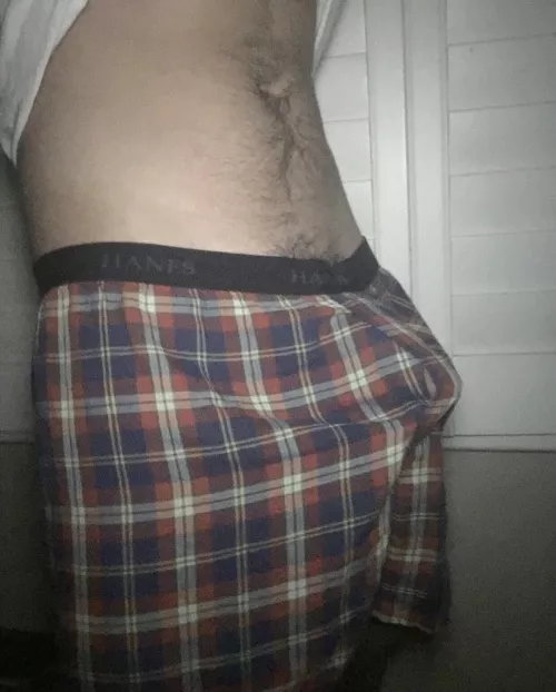 Pitching a tent in my uncles musky boxers 😈