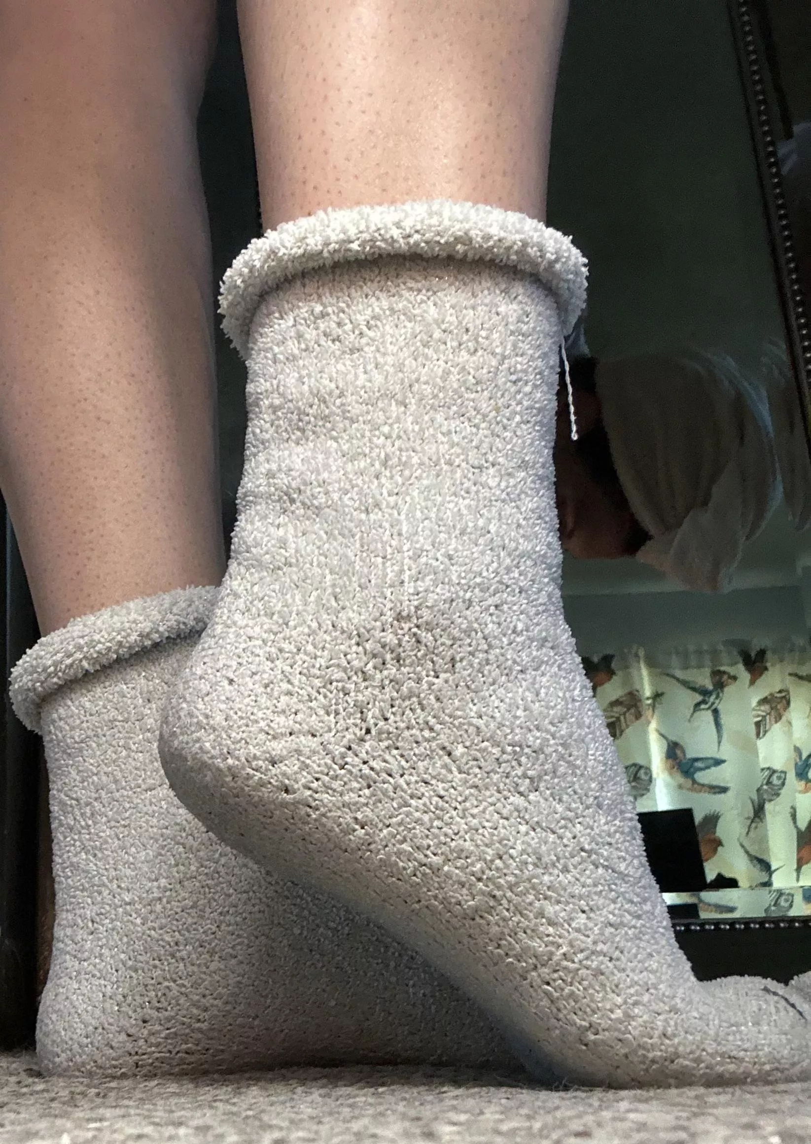 Warm, cozy and worn fuzzy socks! 😉