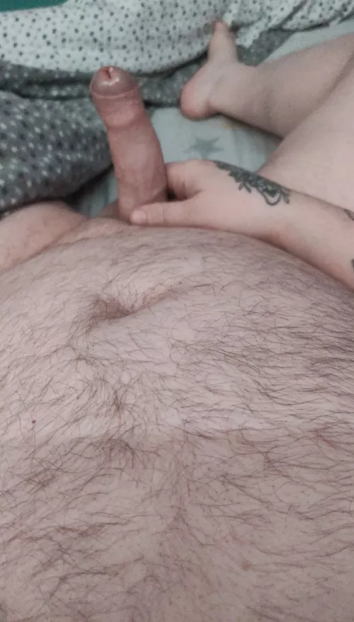 Who likes big fuzzy bellies and hard cock?