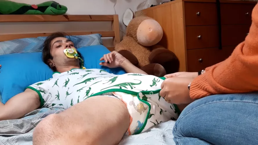 “You look adorable in this onesie, let’s just hope the buttons can handle your diaper getting all big and soggy🤭”