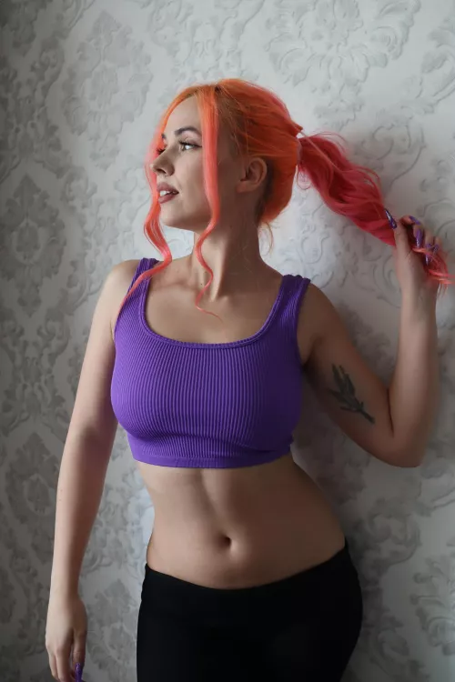 Fit girl with neon hair