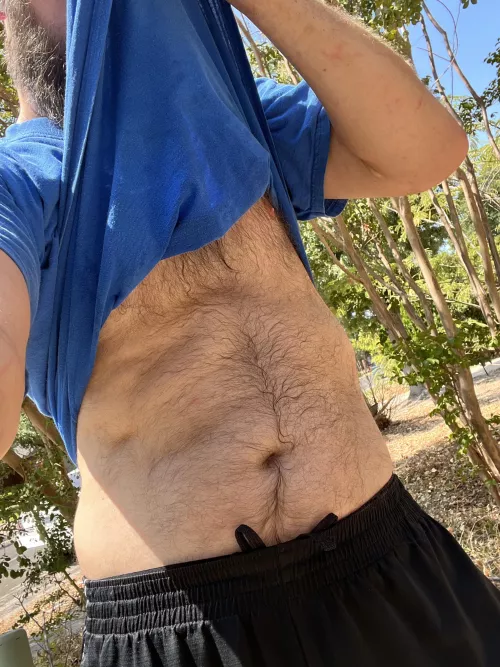 Got some yard work done. Join me in the pool to cool off?